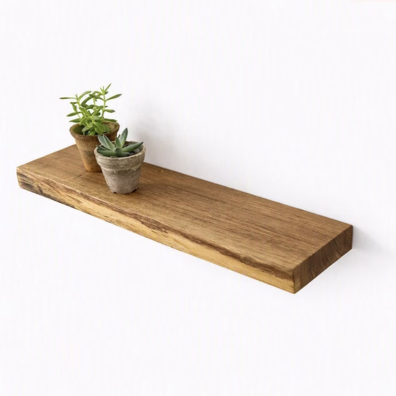 شلف دیواری پایه مخفی تمام چوب 19*90
